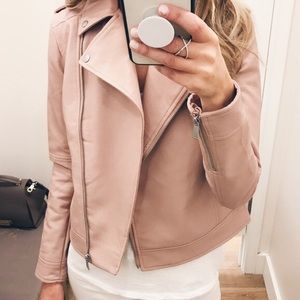 LOFT FAUX Leather Blush MOTO Jacket